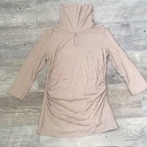 NWOT Tan keyhole stretchy turtleneck